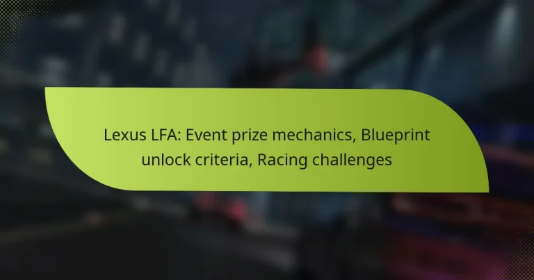 Lexus LFA: Event prize mechanics, Blueprint unlock criteria, Racing challenges