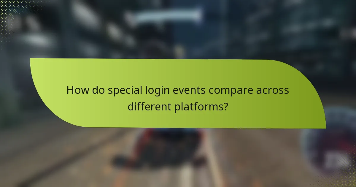 How do special login events compare across different platforms?
