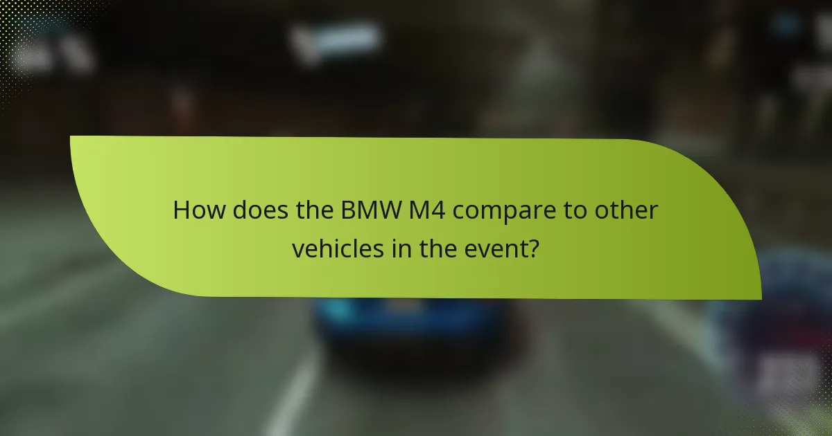 How does the BMW M4 compare to other vehicles in the event?
