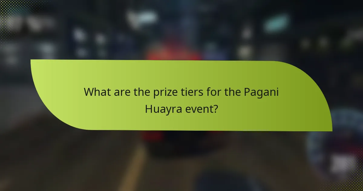 What are the prize tiers for the Pagani Huayra event?