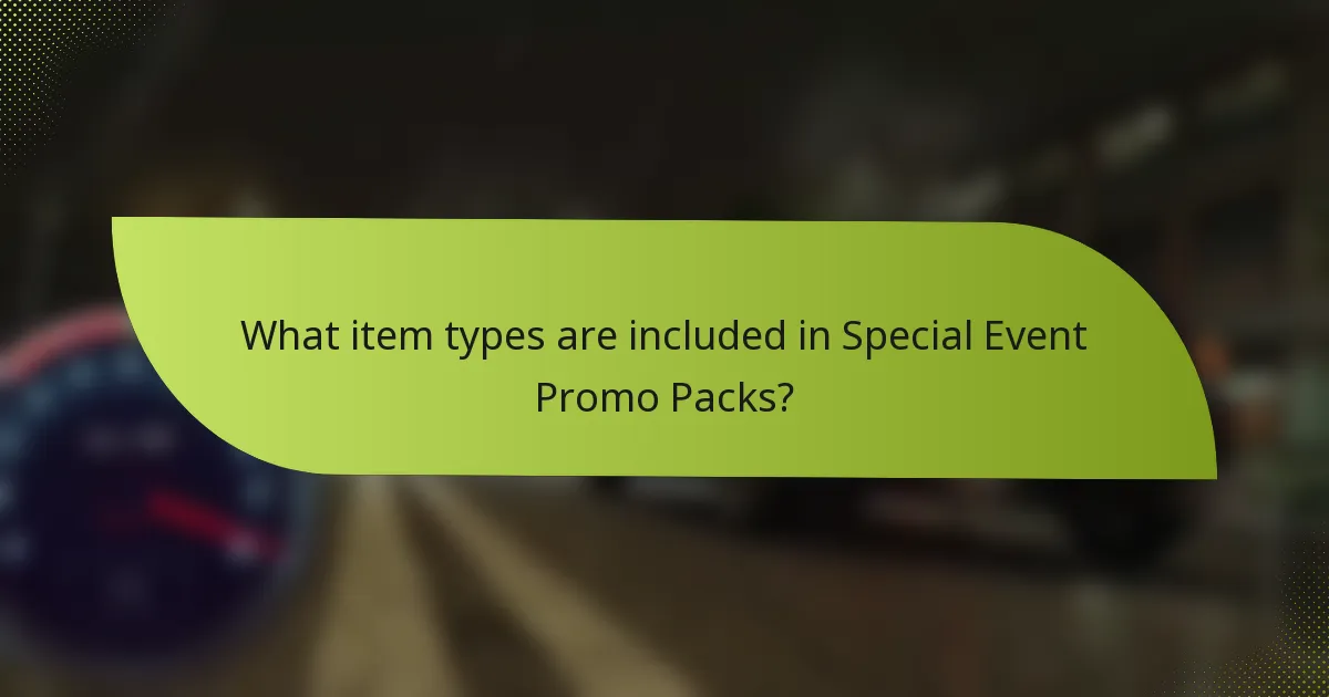 What item types are included in Special Event Promo Packs?
