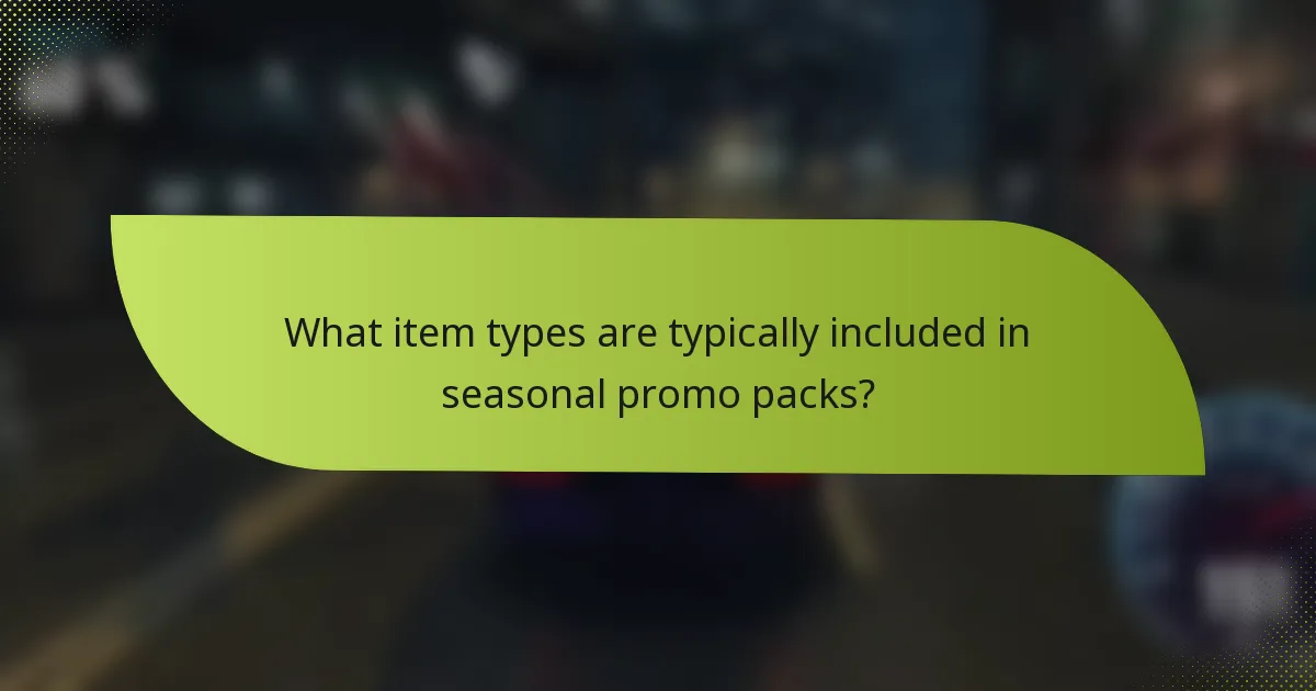 What item types are typically included in seasonal promo packs?